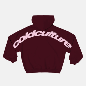 Cold Culture Curved Wine Red Hoodie